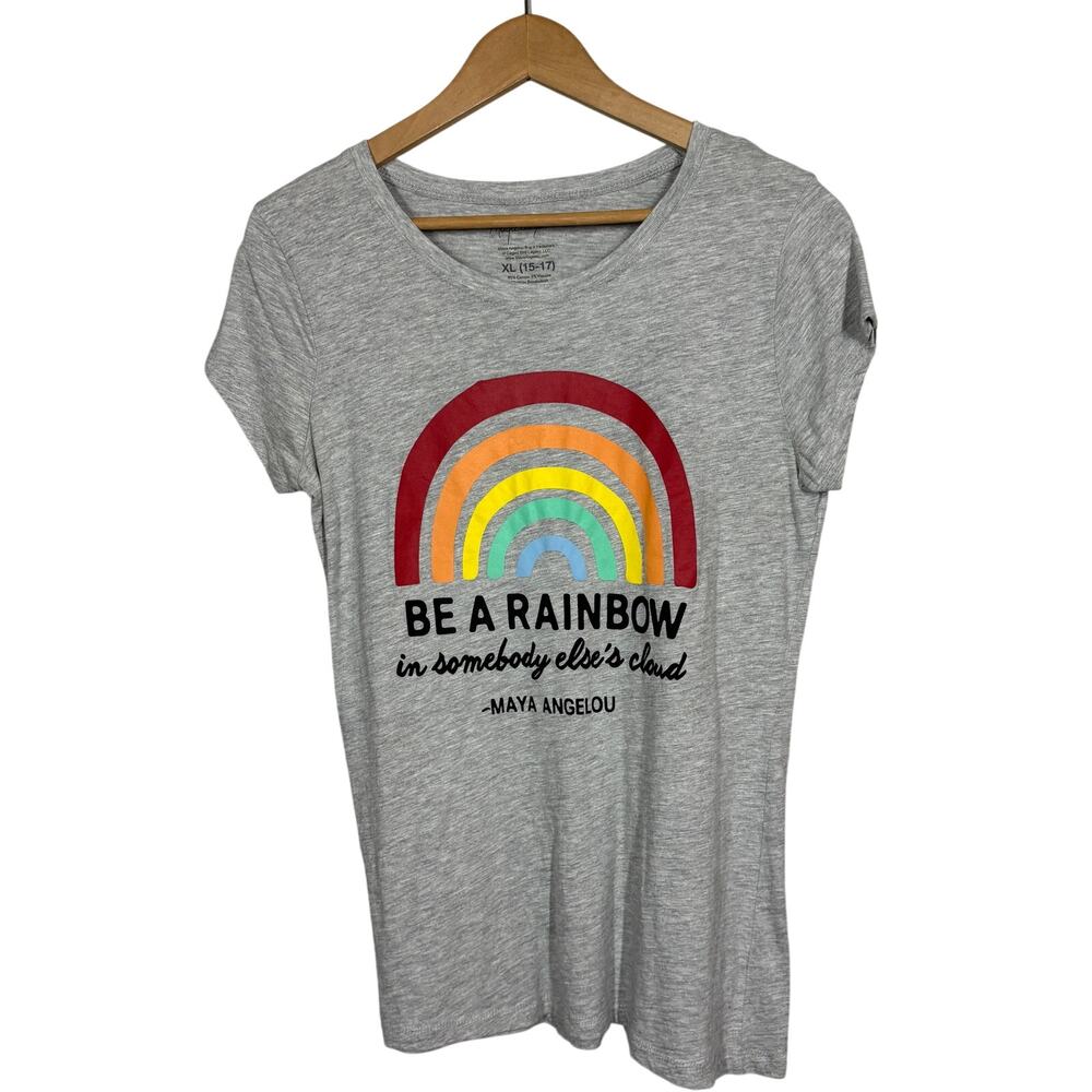 Maya Angelou Rainbow Tee Scoop Neck Cap Sleeve Casual Pride - XL